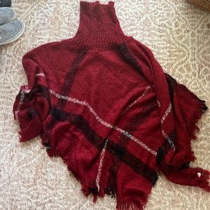 Red plaid shawl O/S